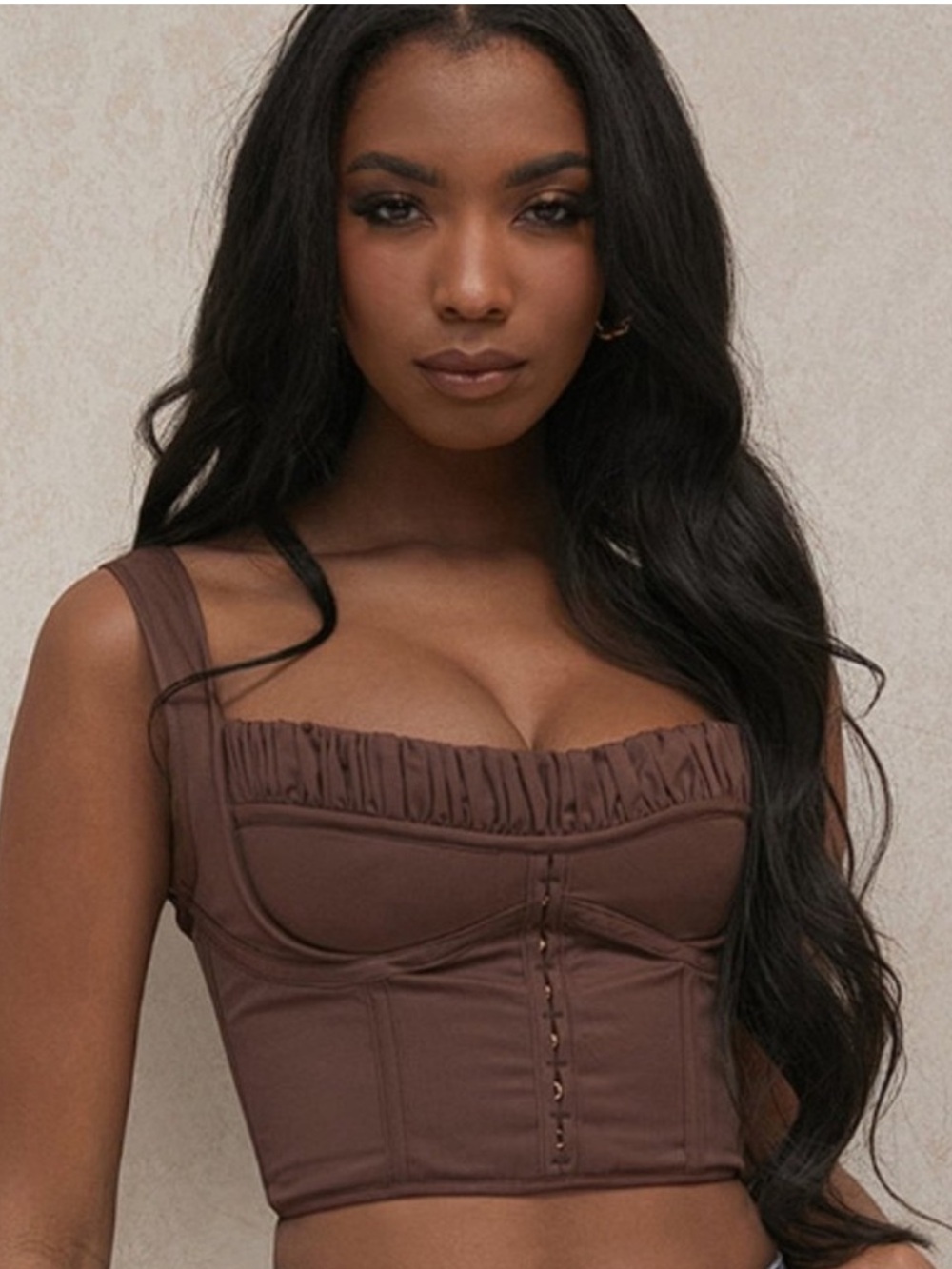 House of CB Chocolate Brown Corset Crop Top